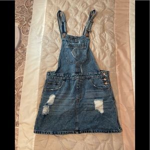 Forever 21 denim distressed overall dress